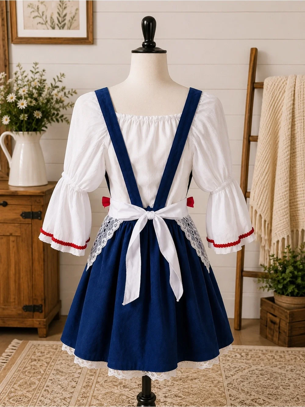 Girls Rag Doll Costume w/ Wig Hat & Tights Size L 10/11 Halloween